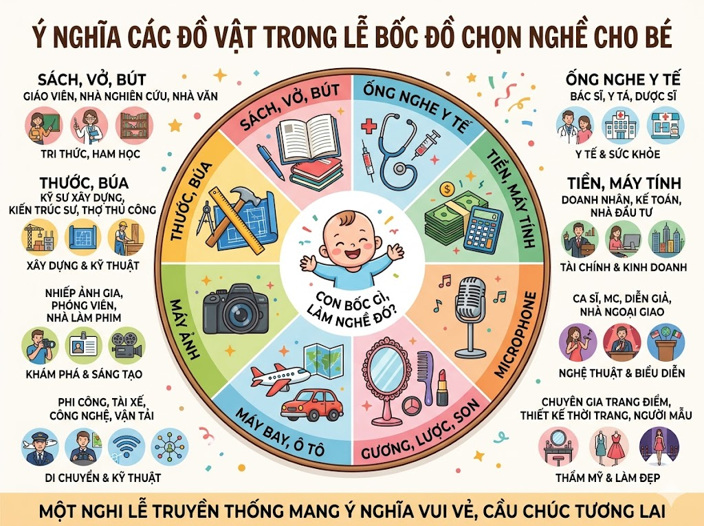 bốc đồ chọn nghề thôi nôi cho bé